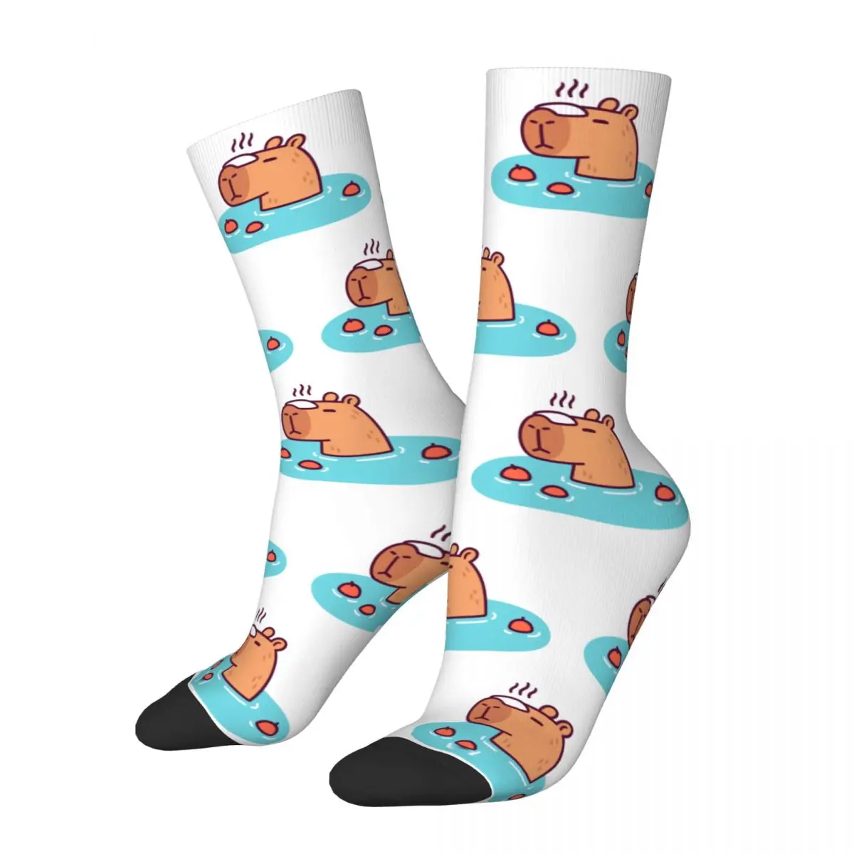 Fashion Unisex Socks Cute Cartoon Capybara In Onsen Hot Spring Kawaii Merchandise Comfortable Graphic Socks All Seasons