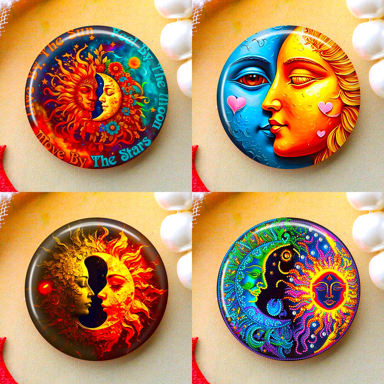 2026 8-50mm DIY Jewelry Making Pendent Accessories Photo Glass Cabochons Round Cameo Set Handmade Settings Stone Moon Sun M84