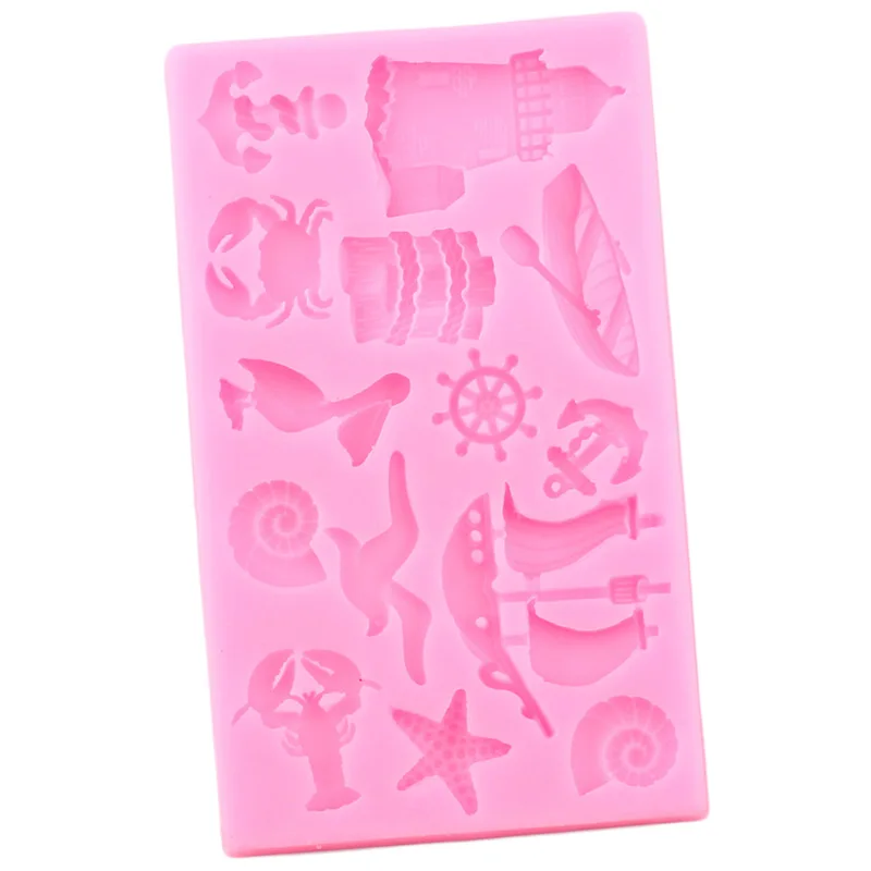 Sailboat Anchor Bird Silicone Mold Sea Animals Cupcake Topper Baby Party Fondant Cake Decorating Tools Chocolate Gumpaste Moulds