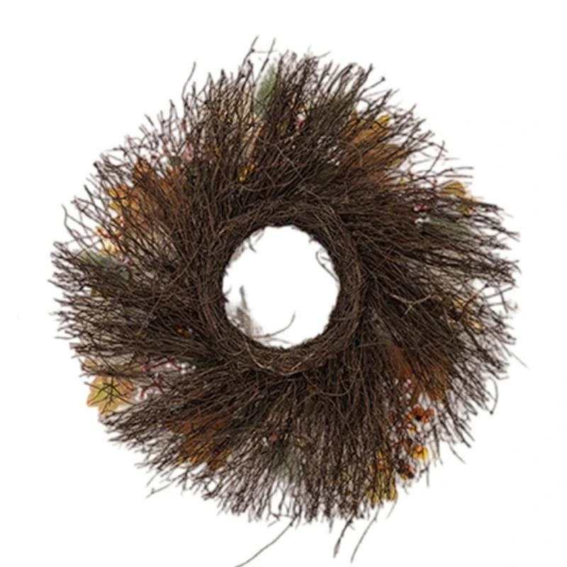 Autumn Harvest Wreath with Pumpkin for Thanksgiving, Artificial Flower Wreath for Front Door Farmhouses Inside Outside 15UB
