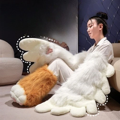 Novelty Giant Two-Tone Furry Paw Hand Sleeves Foot Socks Soft Fluffy Cosplay Prop Weird Gift For Furry Fans Live Stream Shooting