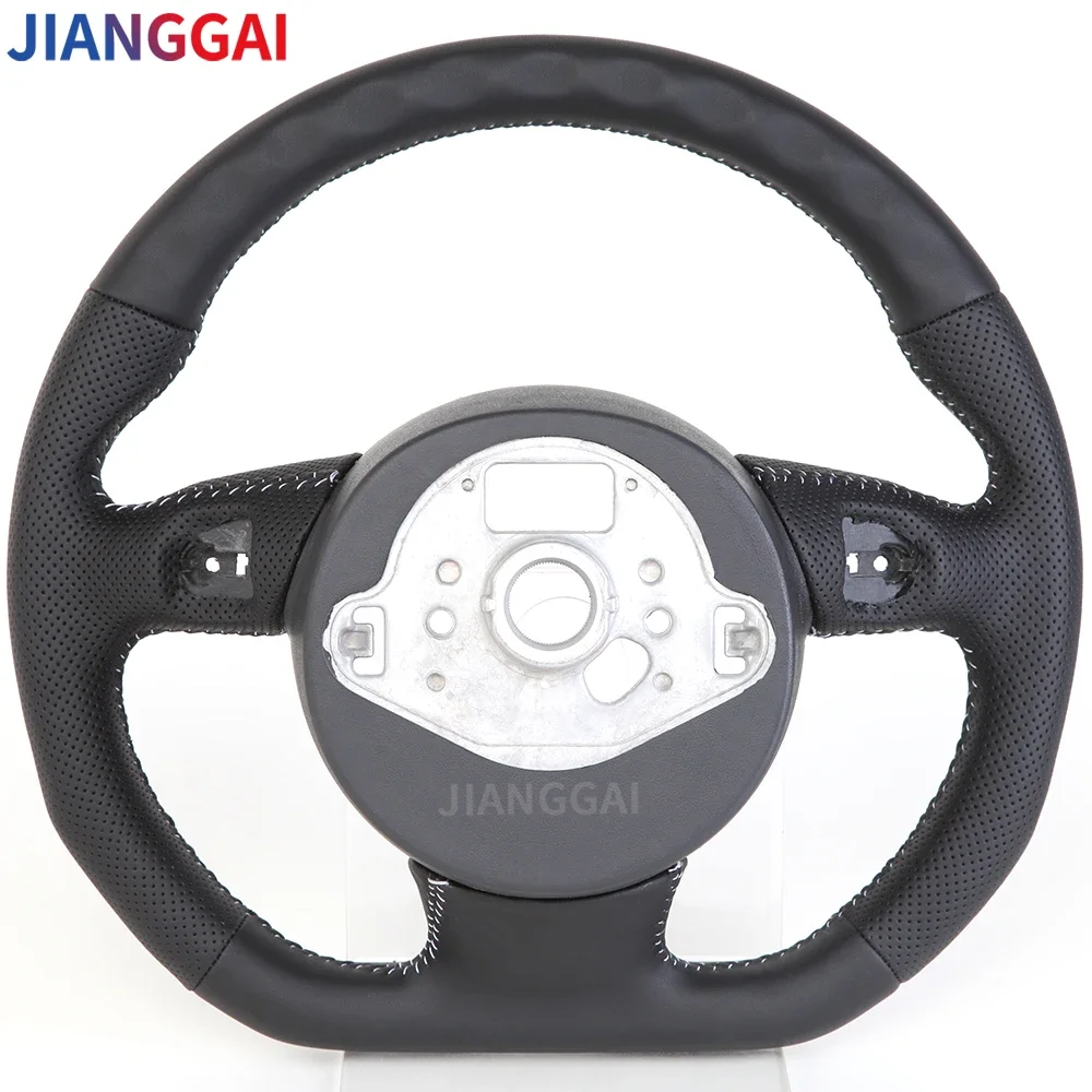 Full Leather Steering Wheel For Audi RS3 RS4 RS5 2012-2016 S3 S4 S5 A3 A4 A5 Steering Wheel Black Smooth Leather Racing Wheel