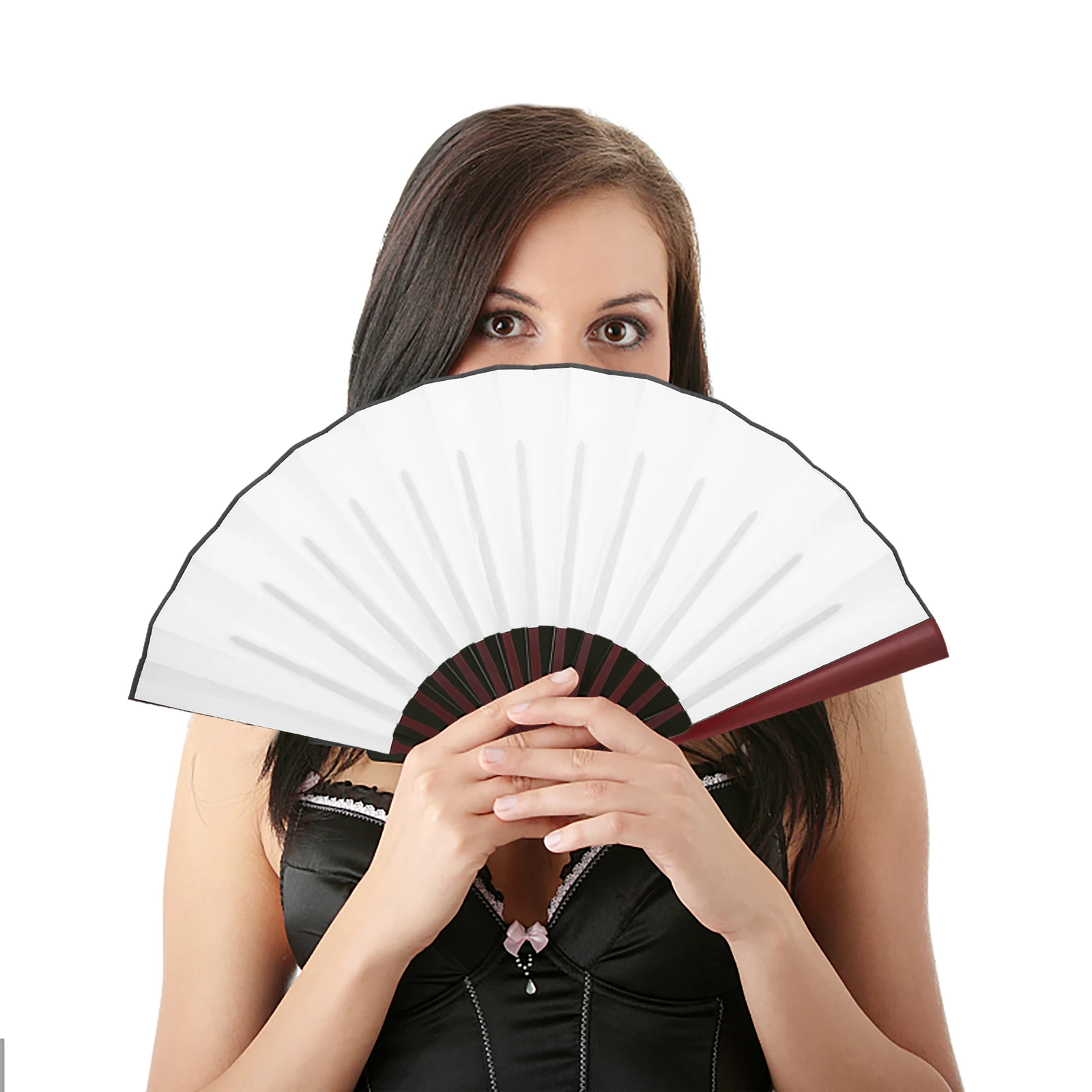 

2Pcs Chinese Style Fabric Folding Fans Blank Handheld Folding Inch Portable Decoration Gifts Women Girls