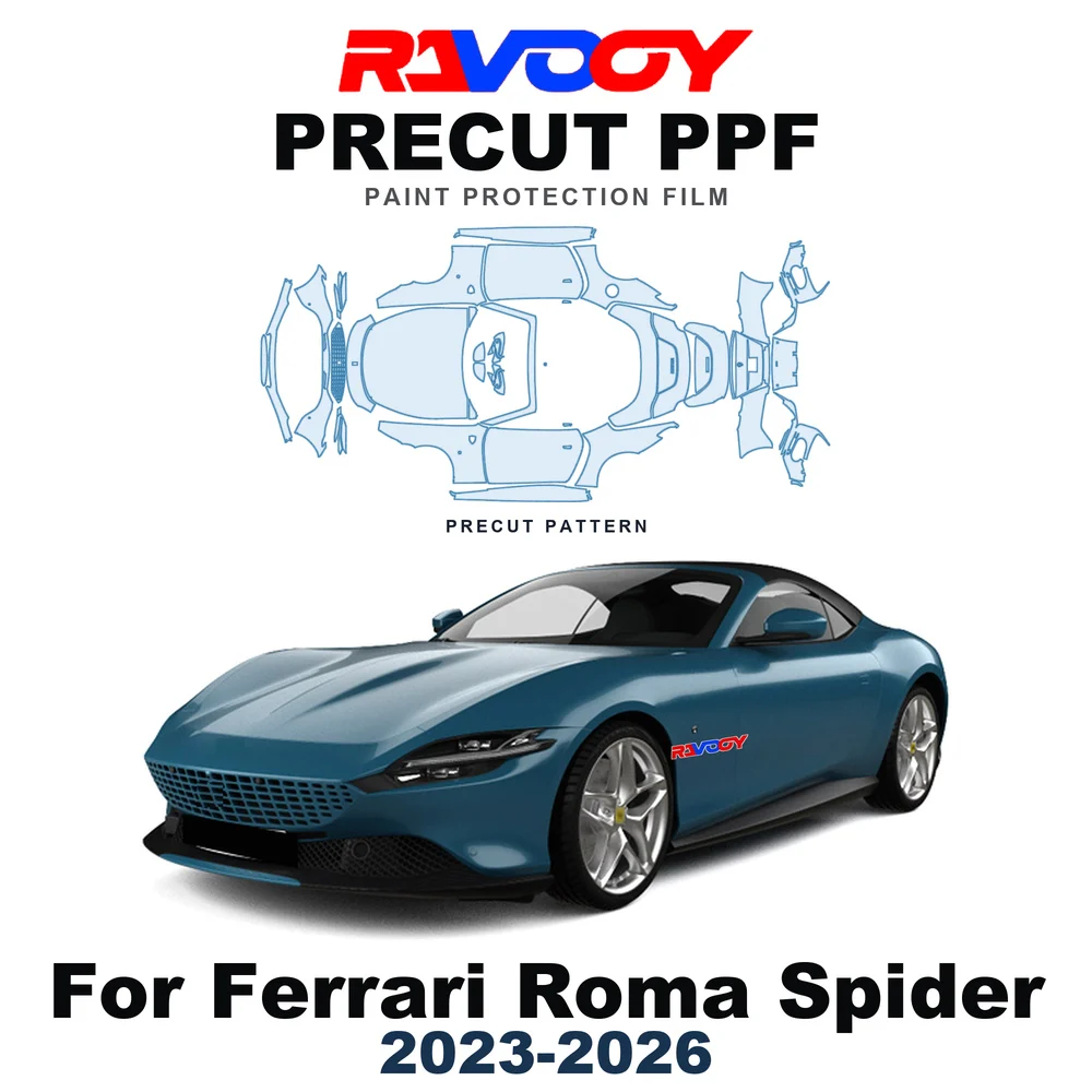 Precut PPF For Ferrari Roma Spider 2023-2026 8.5mil TPU Paint Protection Film Hood Bonnet Bumper Headlight Self-Healing Fenders
