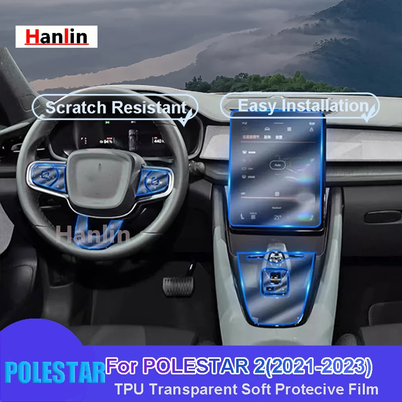 For POLESTAR 2(2021-2023) Car Interior Center Console Transparent TPU Protective Anti-scratch Repair Film Car Sticker