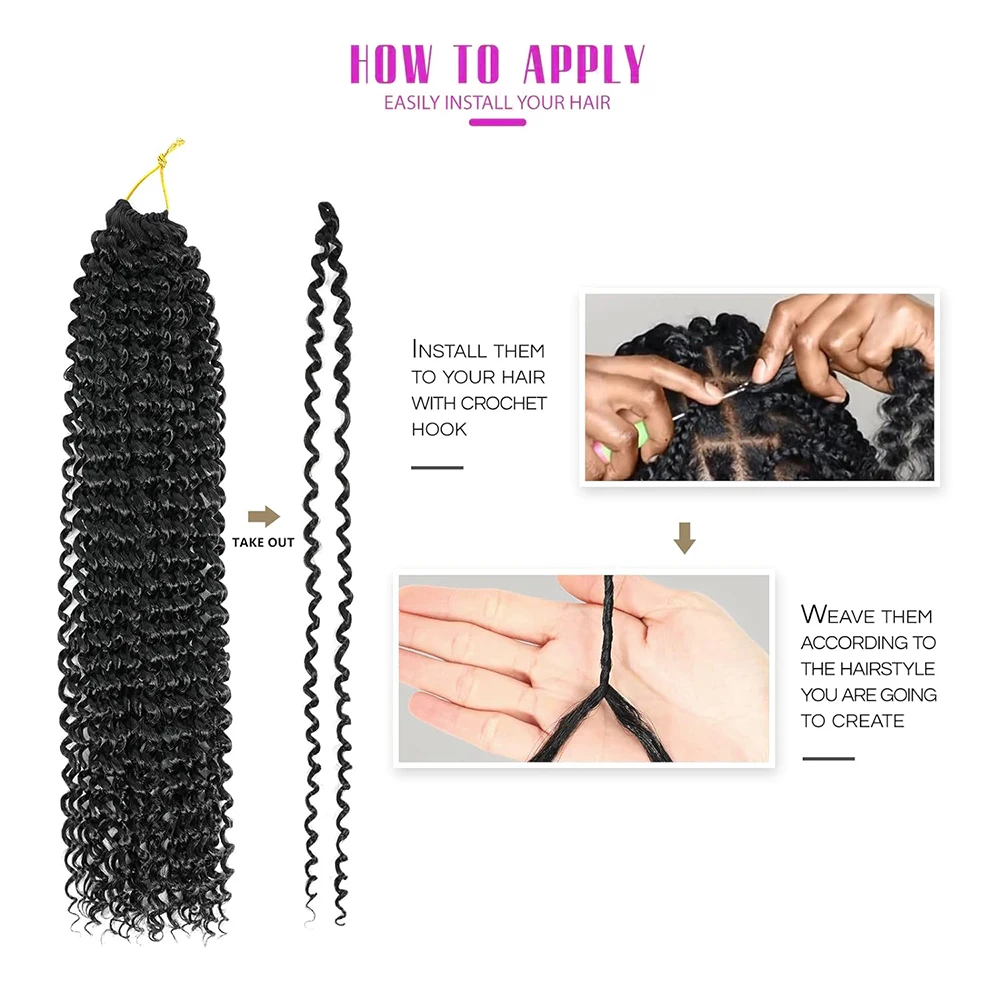 Passion Twist Hair 6 แพ็ค Water Wave ผมโครเชต์ Curly Braiding ผมยาวสังเคราะห์ Bohemian Spring Twist Hair