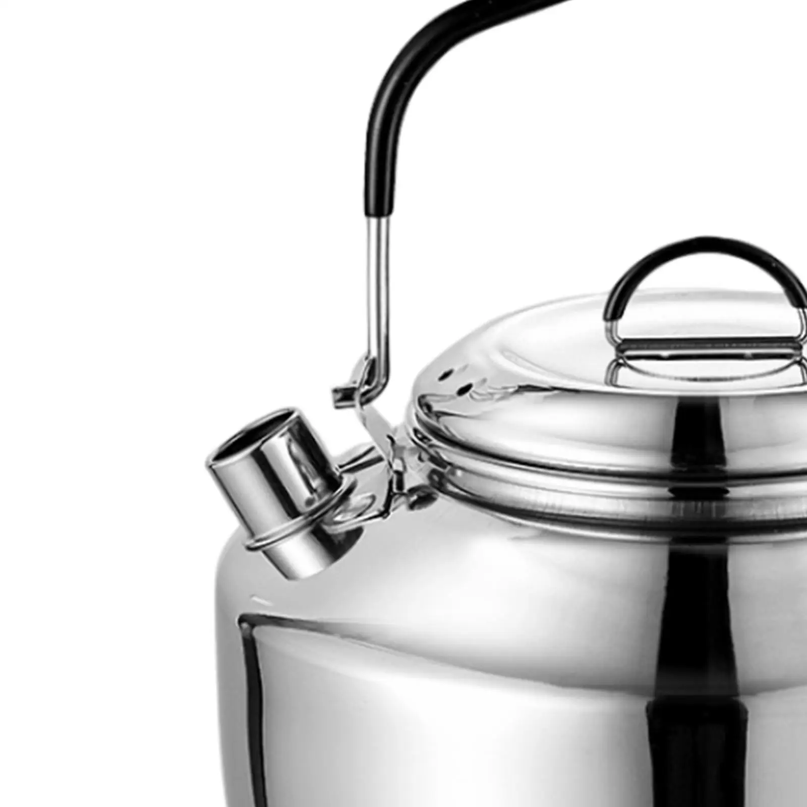 Camping Tableware Helper 1.5L Stainless Steel Outdoor Kettle Short Spout Foldable Handle for Travel Use