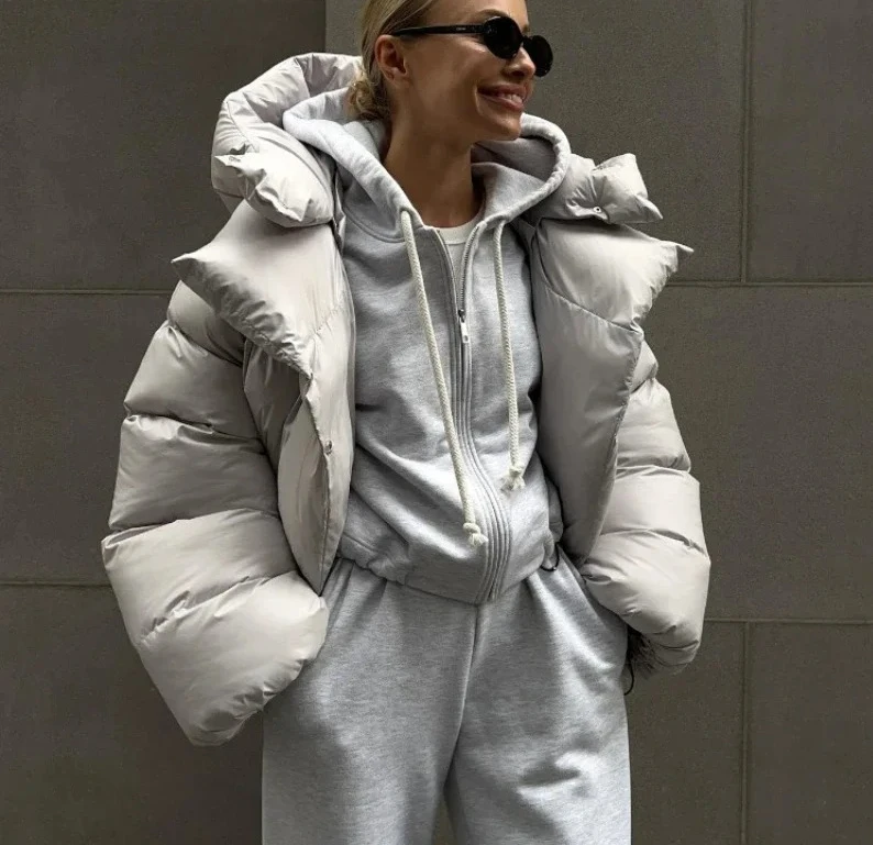 

New Winter Warm Cotton Puffer Jackets Women's Loose Parkas Coat Vintage Bread Outwear Office Ladies