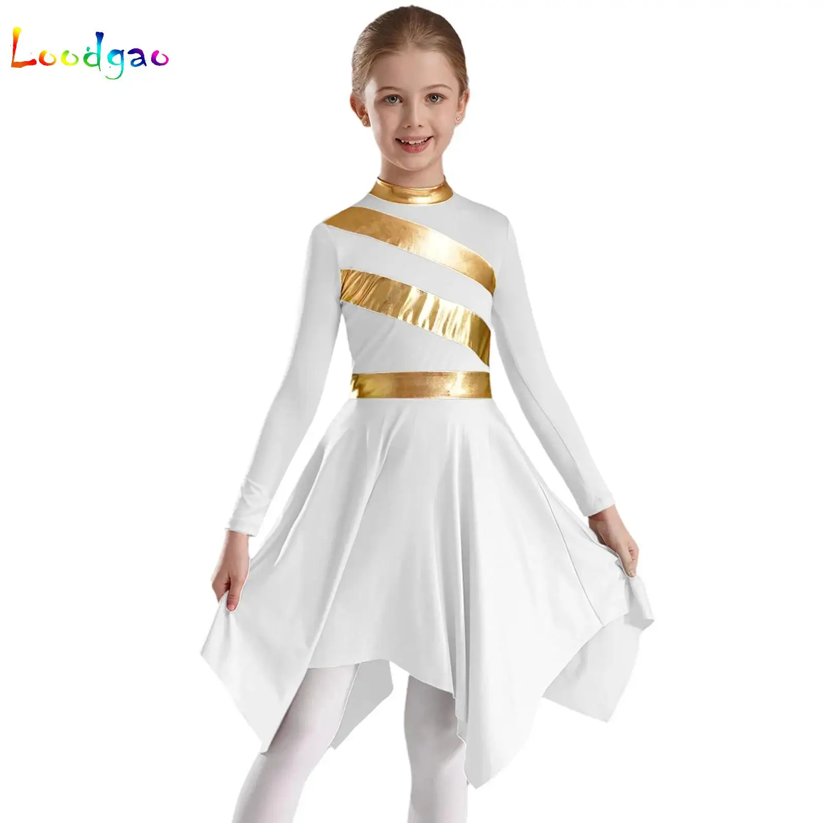 

Girls Choir Robe Dress Church Modern Dancewear Christian Worship Liturgical Praise Dance Tunic Dress Stage Performance Costume