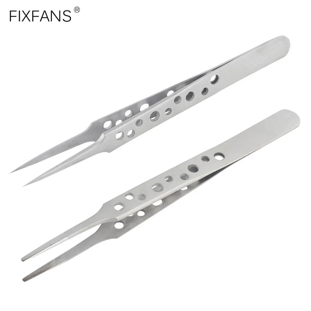 Electronics Tweezers Precision Stainless Steel Tweezers with Pointed Tip Blunt Tip for Phone Repair PCB SMD Micro Soldering Tool