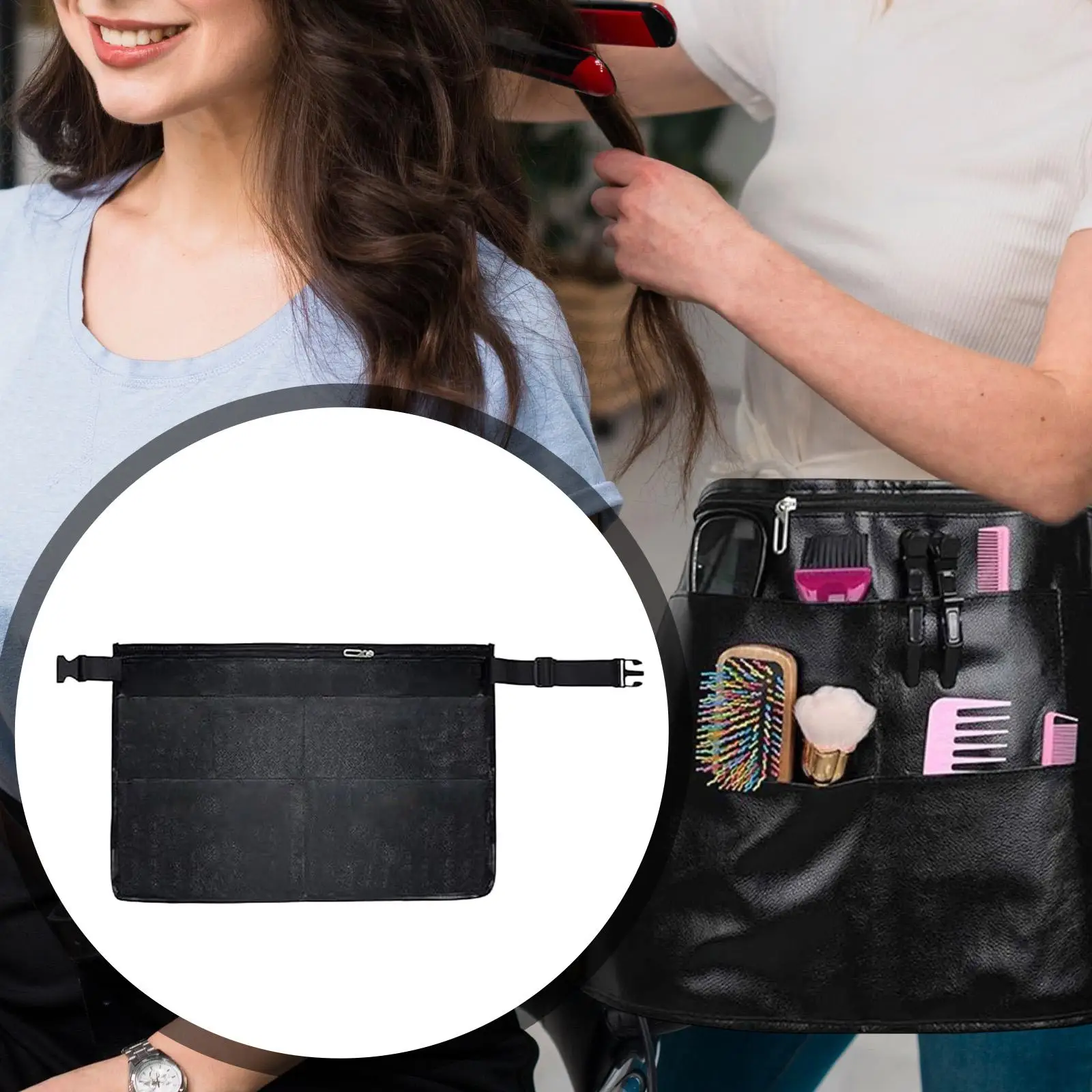 

Hair Stylist Apron Salon Apron Multiple Pockets Salon Barber Supplies Hair Cutting Stylish Adjustable Hairstylist Waist Belt