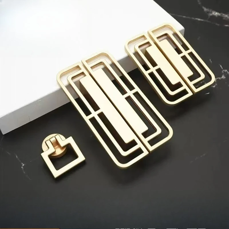 Chinese Antique Copper Hollow Cabinet Pull Handle Vintage American Style Door Handle Home Furniture Hardware