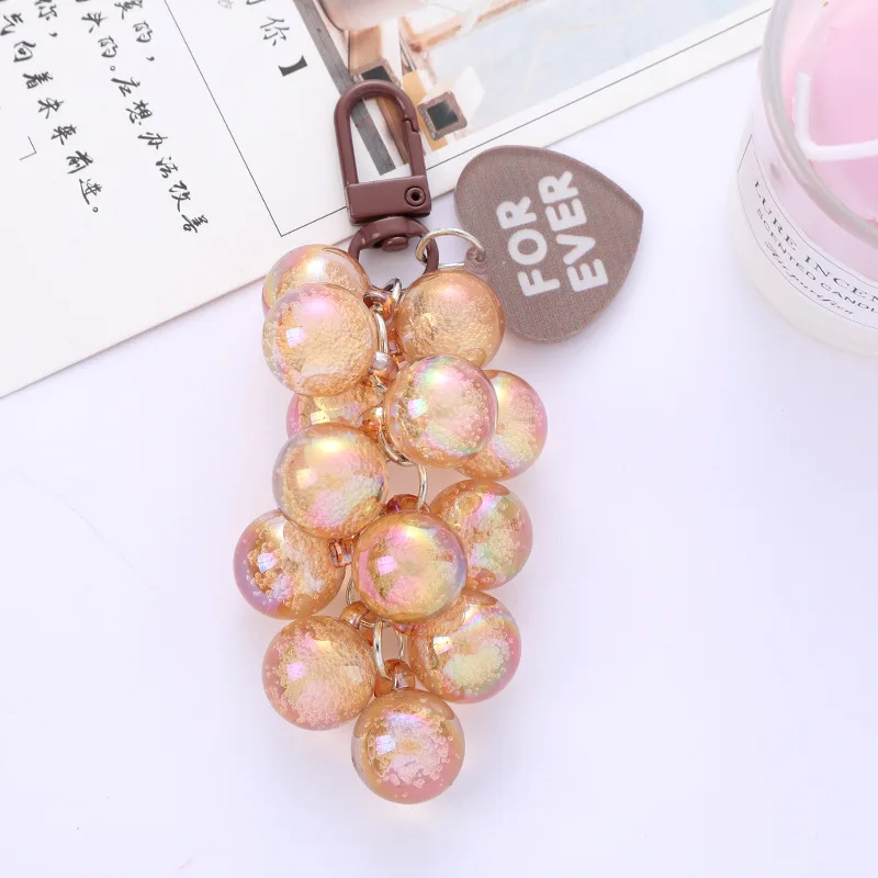 الإبداعية جولة حبة سلسلة سيارة المفاتيح قلادة الطازجة ونظيفة اللون محاكاة العنب ملحق سماعة الرأس حقيبة الديكور #4