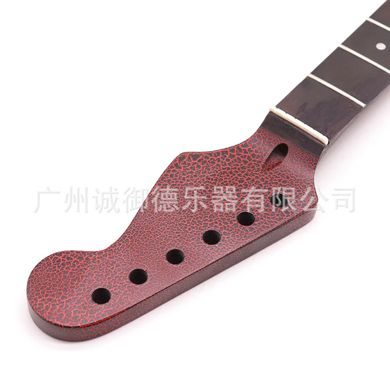 

6 strings, 22 frets, right hand, black and red crackles, matte electric guitar neck, plus maple handle
