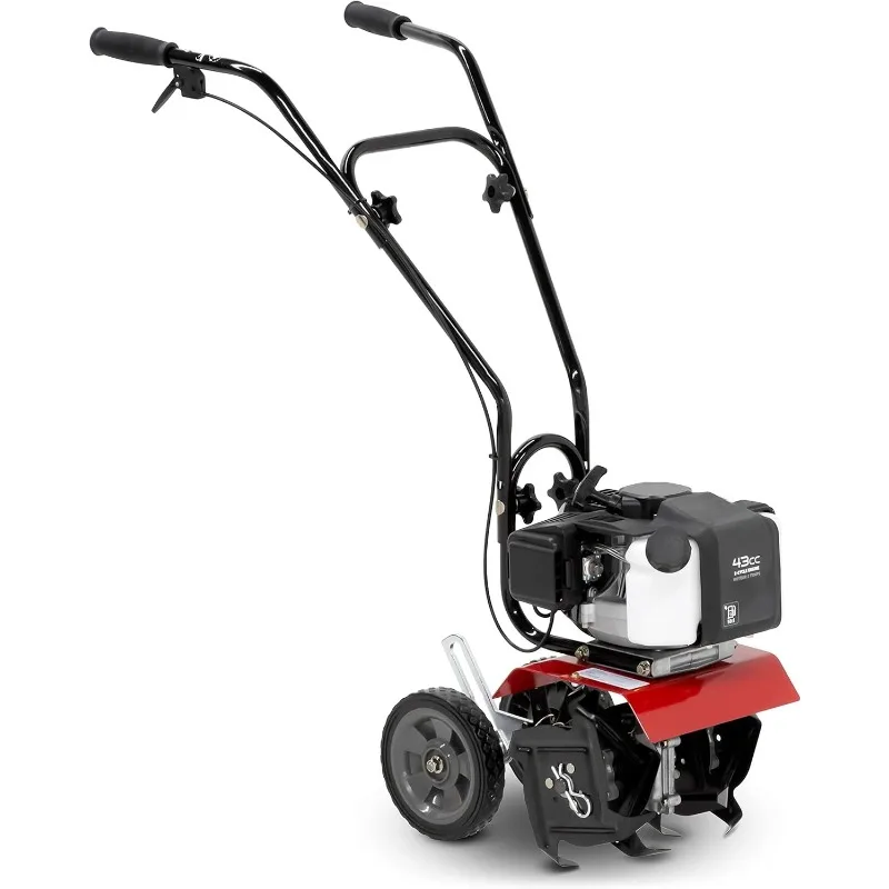 

58601 Cultivator, 43cc 2-Cycle Engine, Adjustable Tilling Width 6-10”, Overhand Handlebars, 8” Max Cultivating Depth, Light