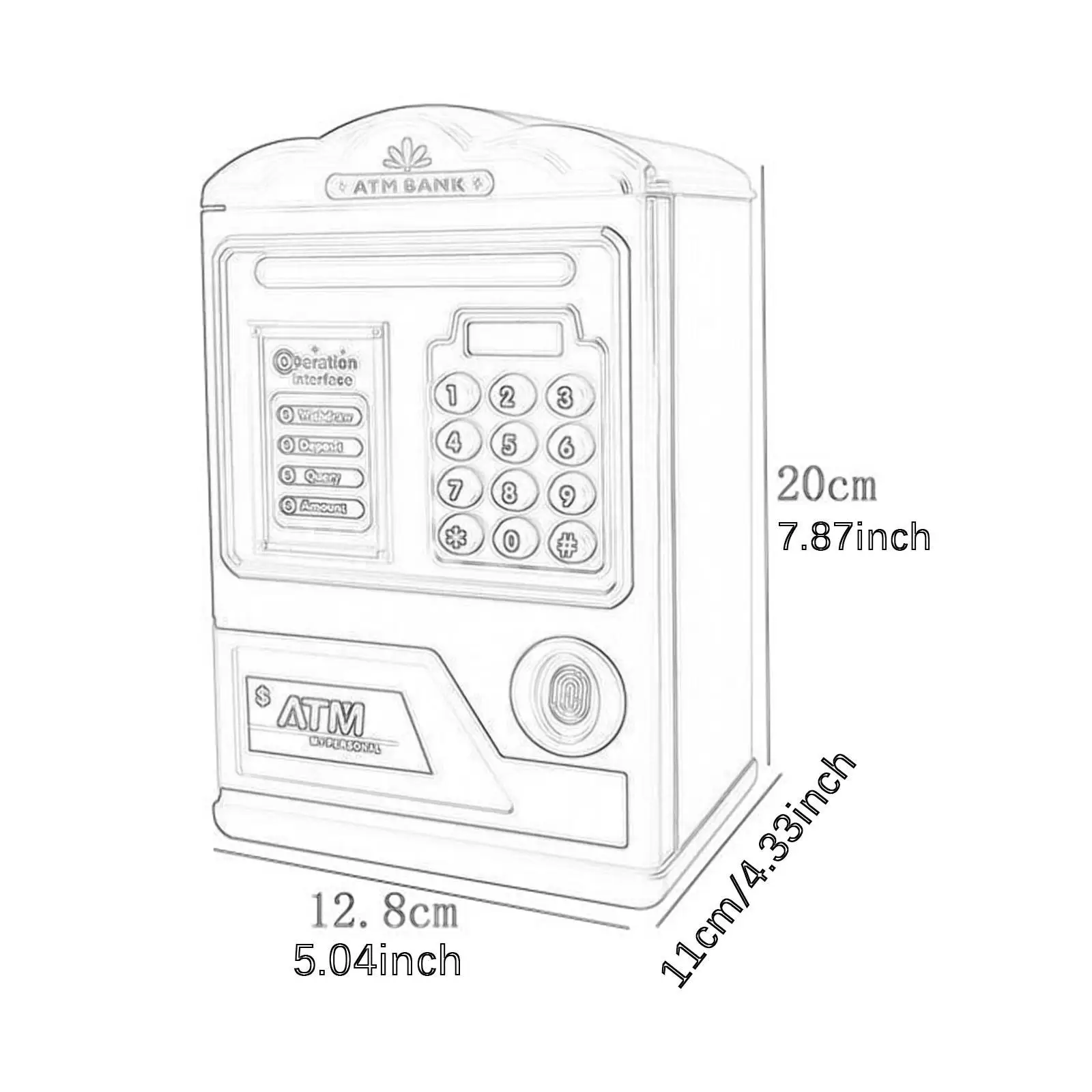 Cofrinho para crianças, cofrinho atm com impressão digital, brinquedo, recipiente para idades de 3 4 5 6 7 8 anos de idade