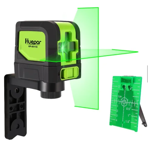 

Huepar 2 Lines Green Beam Laser Level 9011G Self Levelling ( 4 degrees) Horizontal & Vertical Cross-Line with Magnetic Base