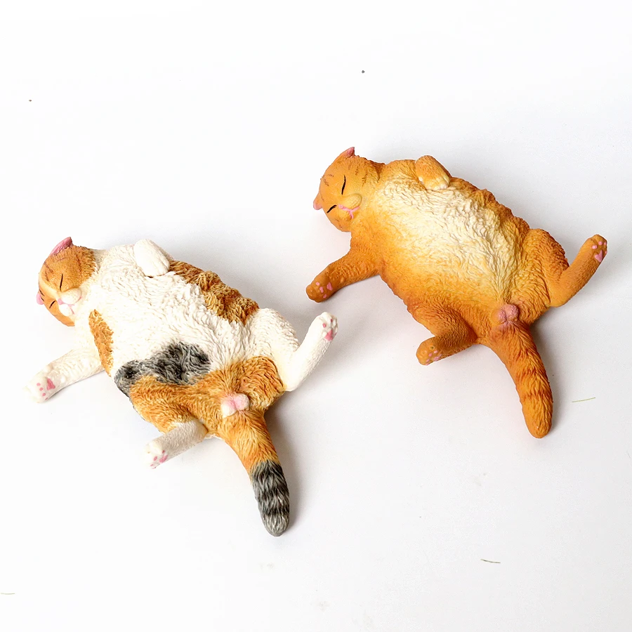 Realistic Cute Kitty Lazy Pastoral Cat Wirehair Cat Model Figures Home Ornament Creative Desktop Decoration Collection Kids Toy