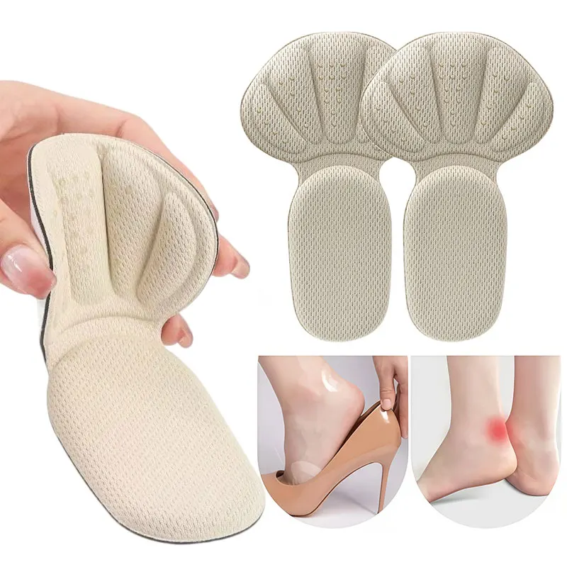 T Shape Sponge Heel Cushion Pads Anti-slip Heel Cushion Pads for Women High Heels Shoe Size Adjuster Half Insoles Foot Care Tool