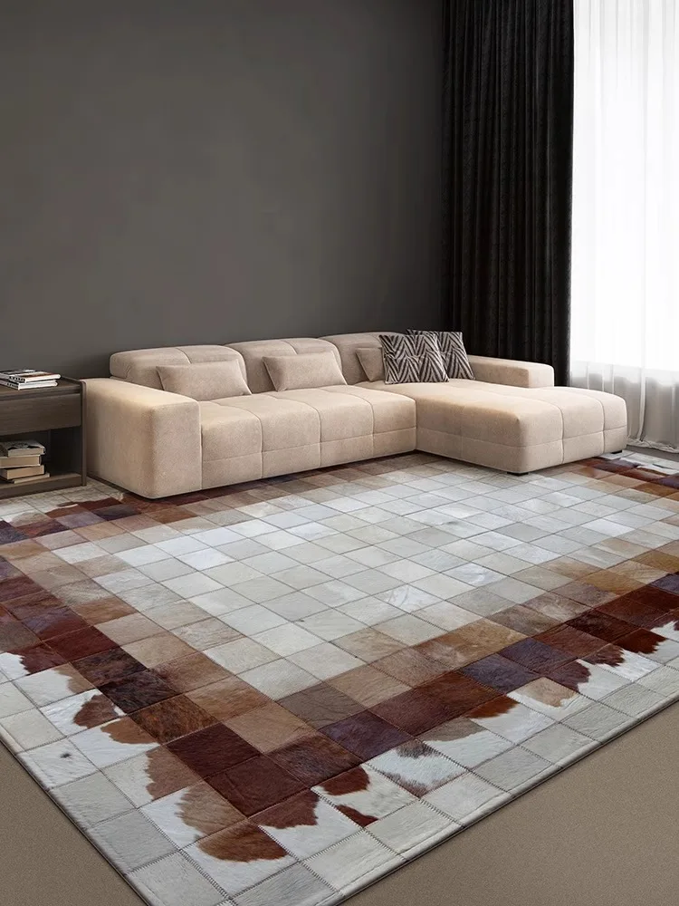 Real Genuine Plaid Patchwork Carpet Living Room American Rugs Large Size Handmade Carpet Bedroom Decoration Bed End Floor Mat