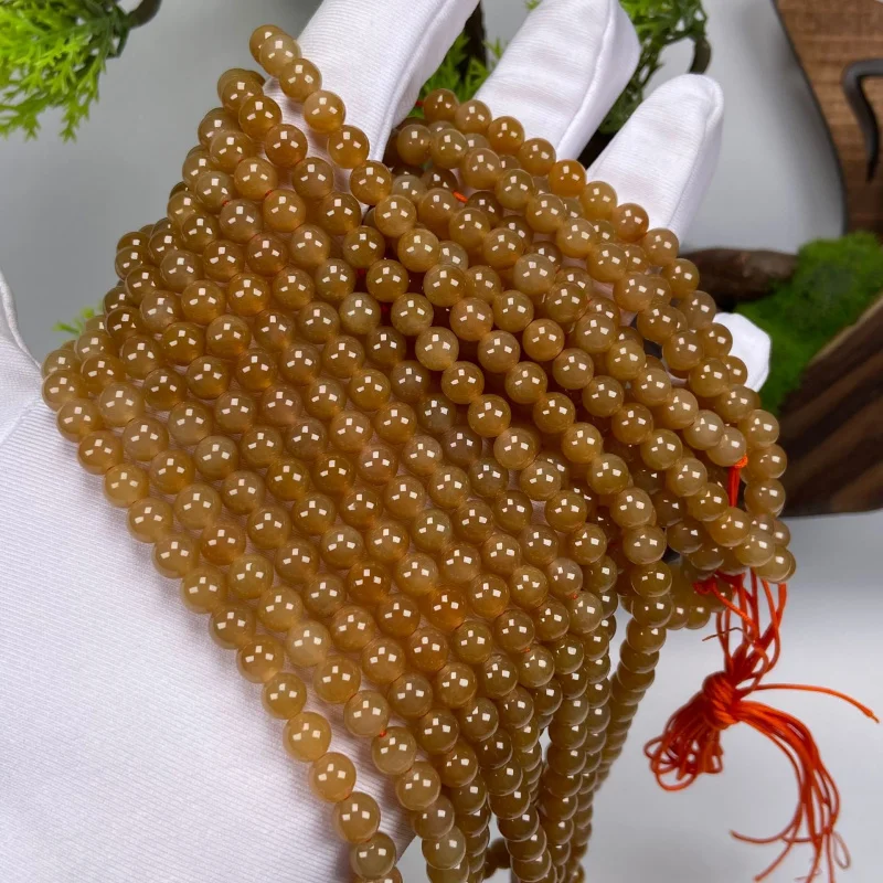 Natural Hetian Jade 108 6M Sugar Buddhist National Trend Necklace Beads Long Sweater Chain Accessories