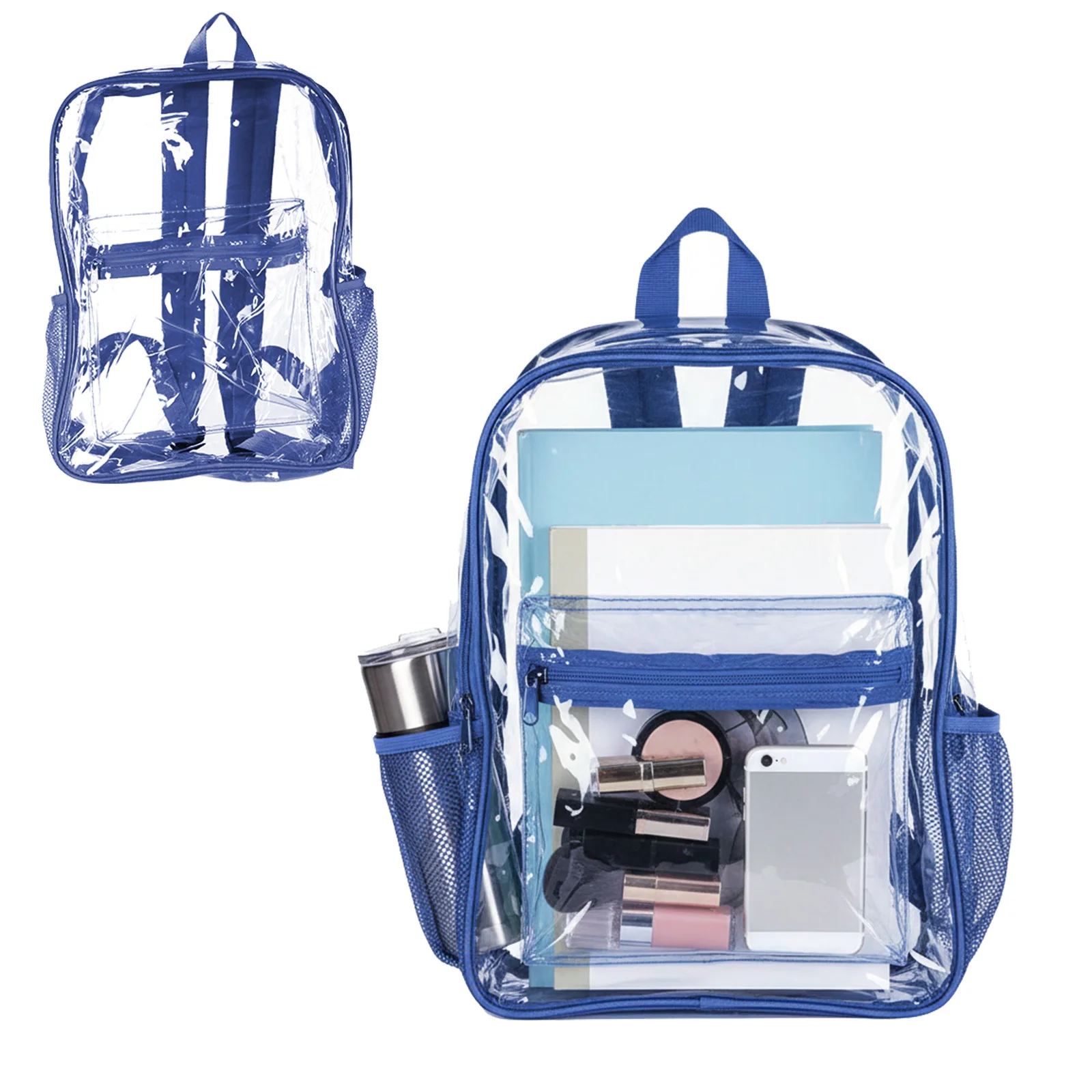 

48/72 Pack PVC Through Bags Heavy Duty See 15 Inch Transparent Backpack for College Travel Sport Work Stadium Approved