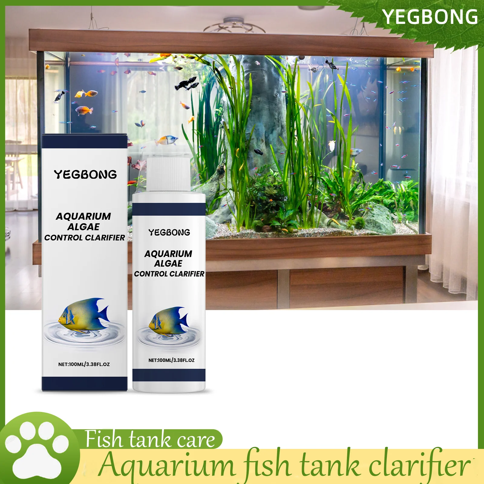 

Yegbong Aquarium Fish Tank Clarifier Clear Water Quality Cleaning Fish Tank Moss and Algae Removal Cleaner