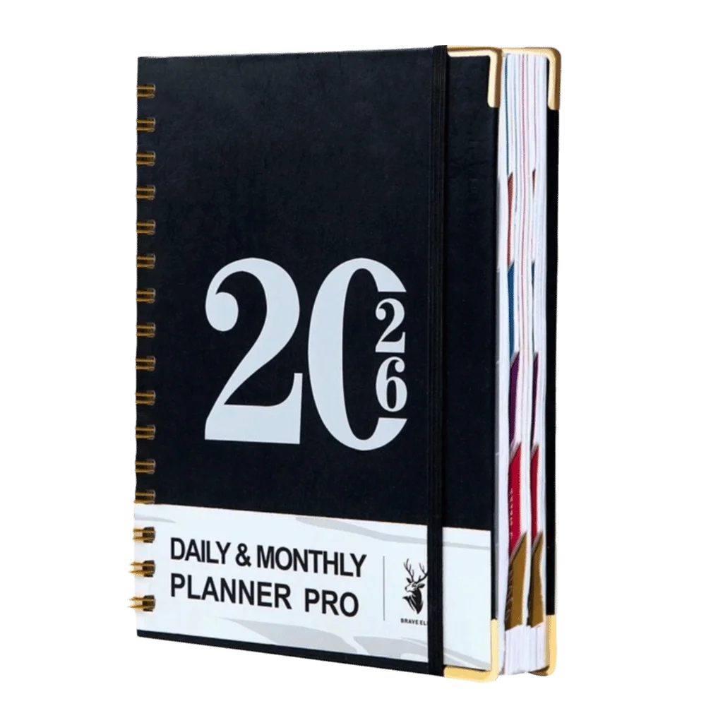 Indeksy Zakładki Planer 2026 Notatnik Format A5 Prosty Design Oprawa Spiralna Dziennik Książka Spiralna Oprawa z Zegarem