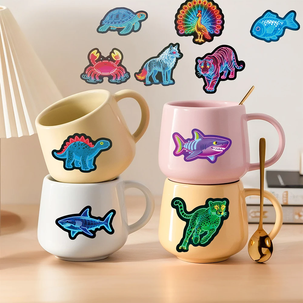 10/30/56 pièces drôle dessin animé animaux néon autocollants mignon créatif Graffiti décalcomanies ordinateur portable valise téléphone Kawaii autocollant décoration jouet