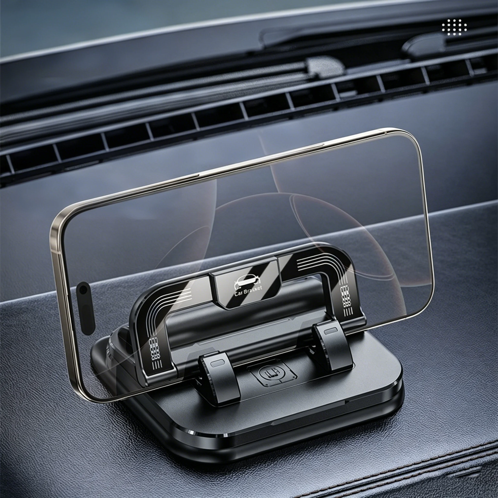 Car Phone Holder Stand, 360-Degree Rotatable Dashboard Mount, Compatible with iPhone & Android, Car Navigation Accessory