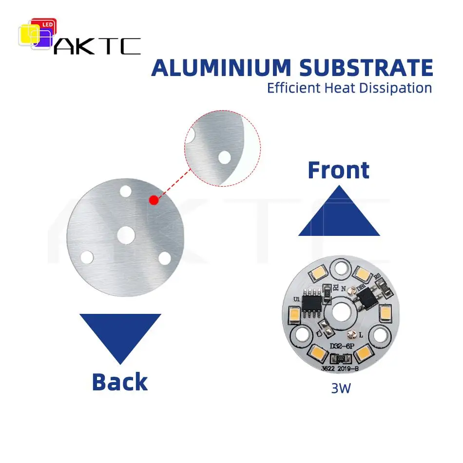 5 Stuks Zelfrijdende Led Ronde Lichtkaart 3W 5W 220V Ac Aluminium Plaat Dia 32Mm 44Mm Hoge Helderheid Smd2835 3000K Warm/Wit 6000K