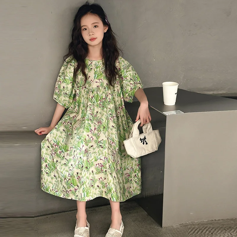 

Girls' Summer Dress, Girl's Floral Dress, Teen Summer Long Dress, 2025 New Arrival, Summer Clothing, Princess Dress