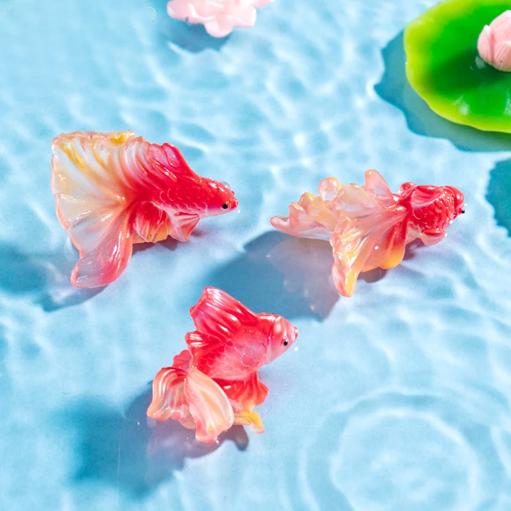 

6 Pcs Mini Resin Goldfish Diy Cute Desktop Ornament Aquarium Toy Decorations Small Tank Accessories
