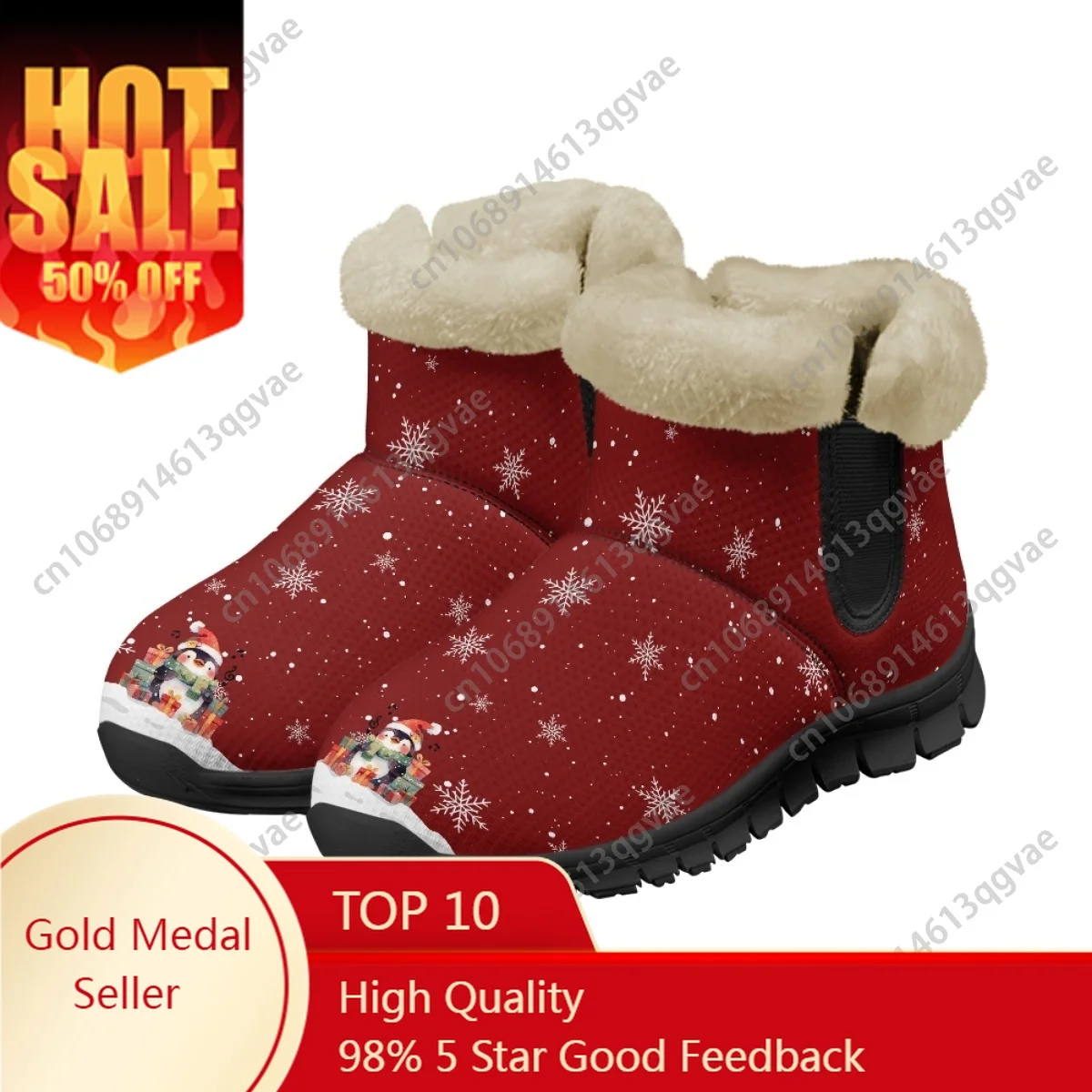 

Christmas Snowflake Penguin Snow Boots Mens Womens Teenager Customized Boot Casual Snow Shoe High Quality Couple Sports Shoes