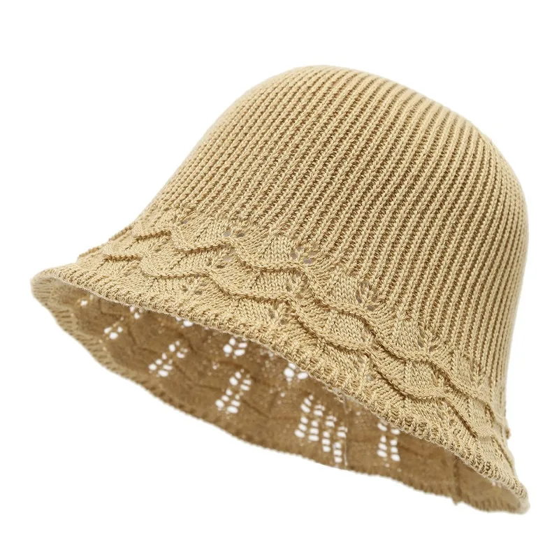 Wave edge bucket hat women's fashion versatile face small temperament face covering sunscreen hat