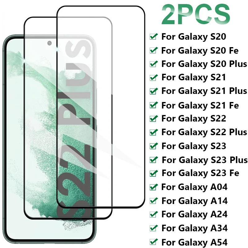 2PCS Tempered Glass For Samsung Galaxy S22 S23 Plus S24 Ultra S21 S20 Fe Screen Protector For Samsung A54 A34 A14 A04 A24 Glass