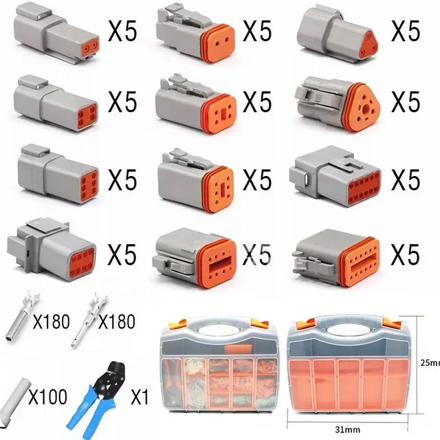 Deutsch dt serie wasserdicht automotive stecker kit reparatur werkzeug kasten DT04-2/3/4/6/8/12p dt06 mit terminal und zange