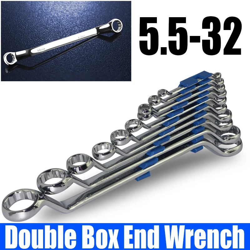 8/10PCS Double Box End Wrench Set 5.5-32 Dual Head Double End Ring Spanner Offset Ring Spanner Car Repair Hand Tool