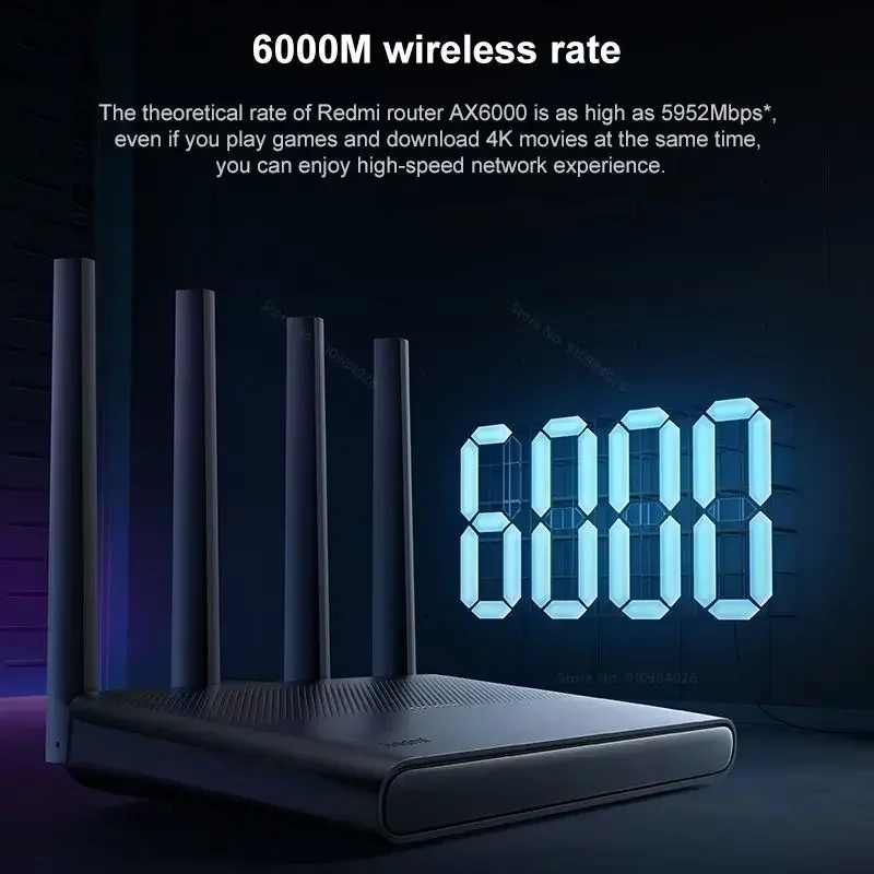 New Xiaomi Redmi Router AX6000 Repeater WiFi Extender VPN IPTV Mesh Networking 8 Signal Amplifiers 512MB OFDMA MU-MIMO Mi Home