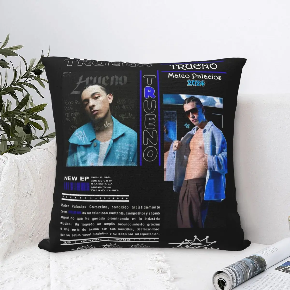 Trueno Hip Hop Rapper Printed Pillowcase Cushion Cover Pillow Covers Soft and Sweet Home Decor Square Multi-Size