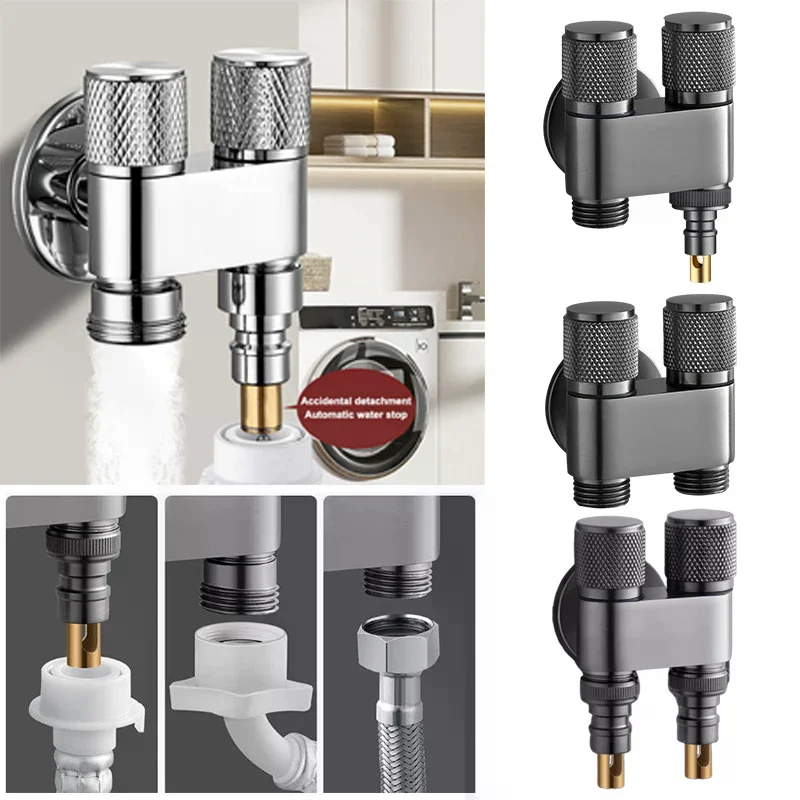 Stainless Steel One-point Two-water Angle Valve One-inlet Two-outlet Water Diverter Valve Independent Control Corner Valve