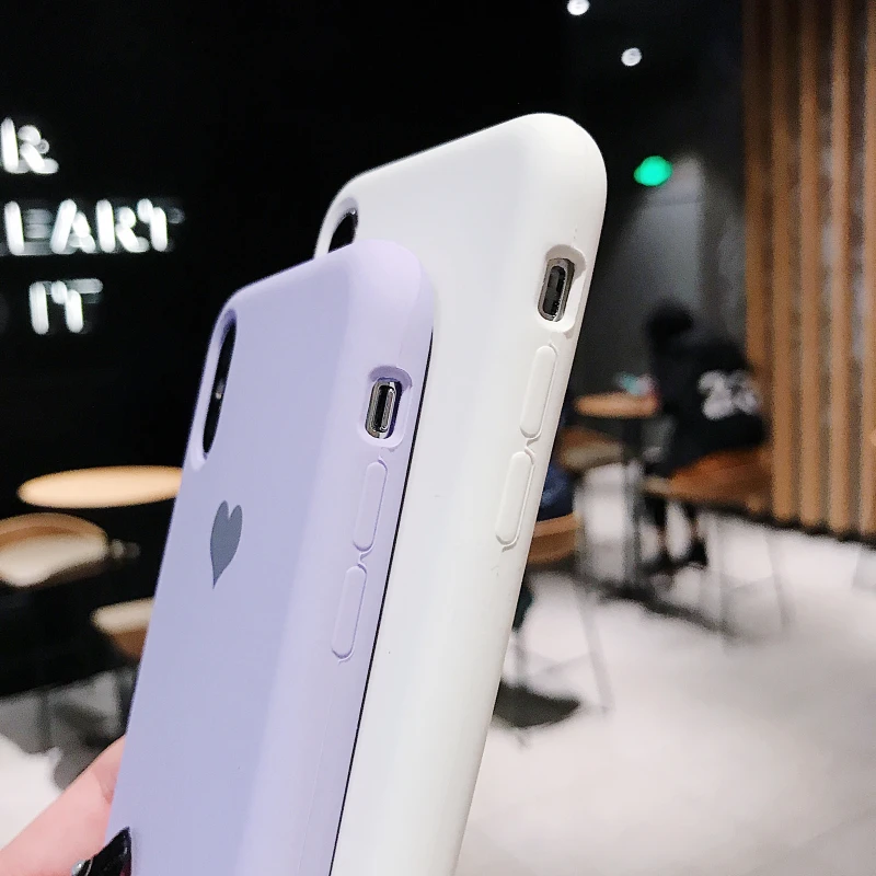 Candy Color Love Heart Case for iPhone 11 Pro 14 13 12 Mini XR XS X Xs Max Cover for iPhone 8 7 Plus Soft TPU Silicone Case
