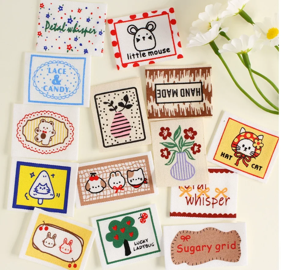 Handmade Fabric Label Blind Box Cute Cartoon DIY Decorative Stickers for Bags Clothes Collar Handcrafted Original Design