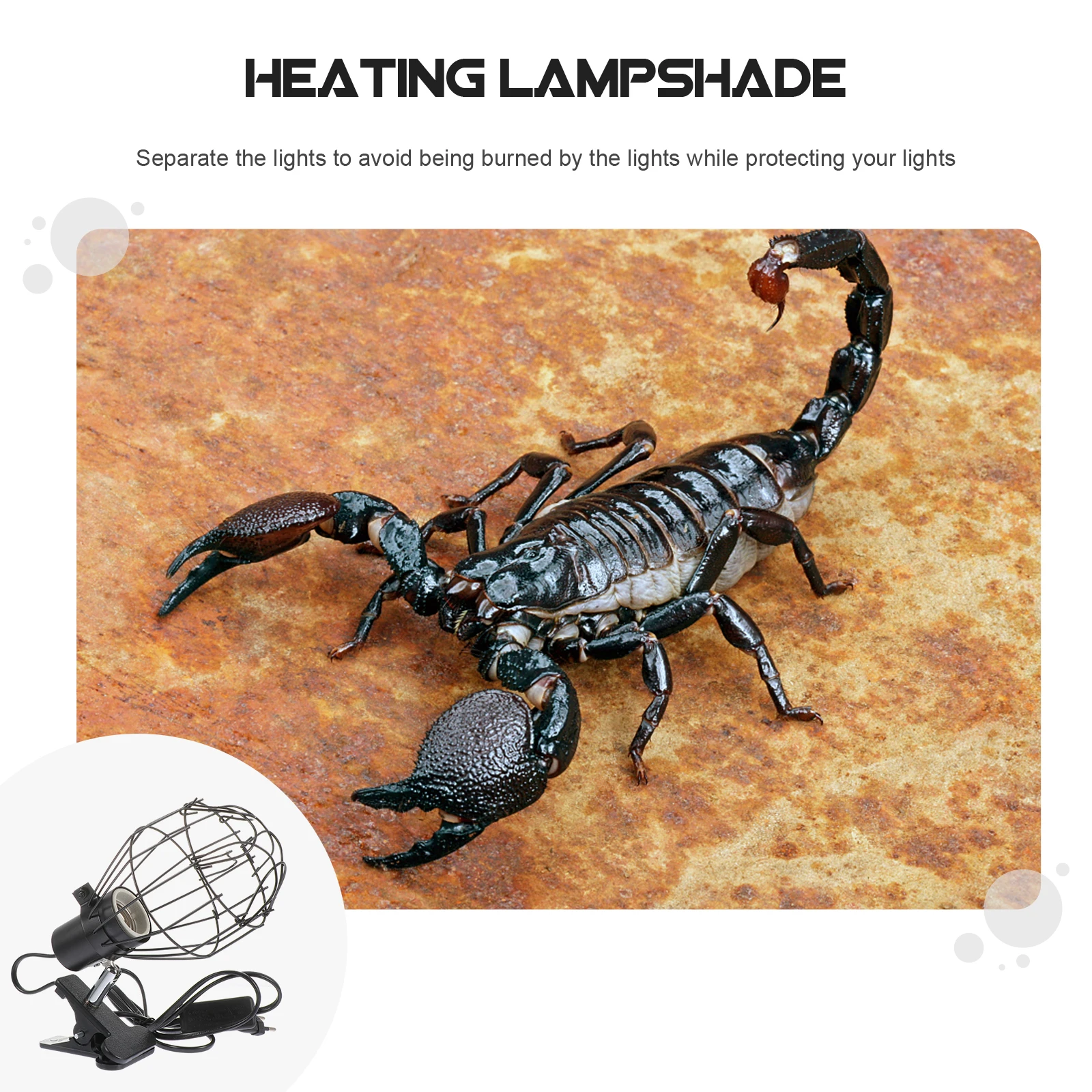 

1pc Fixture Wire Cage Lamp Protective High Strength Iron Cover Eu Plug 220V Reptile Cage Lampshade Heating Light Protection Net