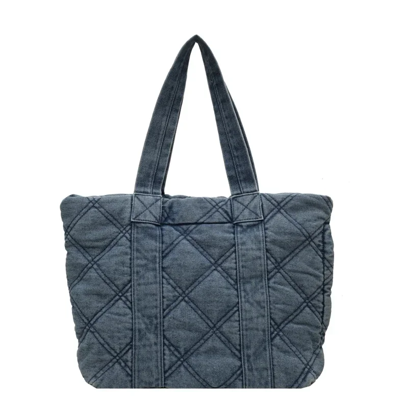 Trendy Effen Denim Schoudertas Met Grote Capaciteit 2024 Hoogwaardige Casual En Veelzijdige Jongedames Draagtas Bolso De Mujer