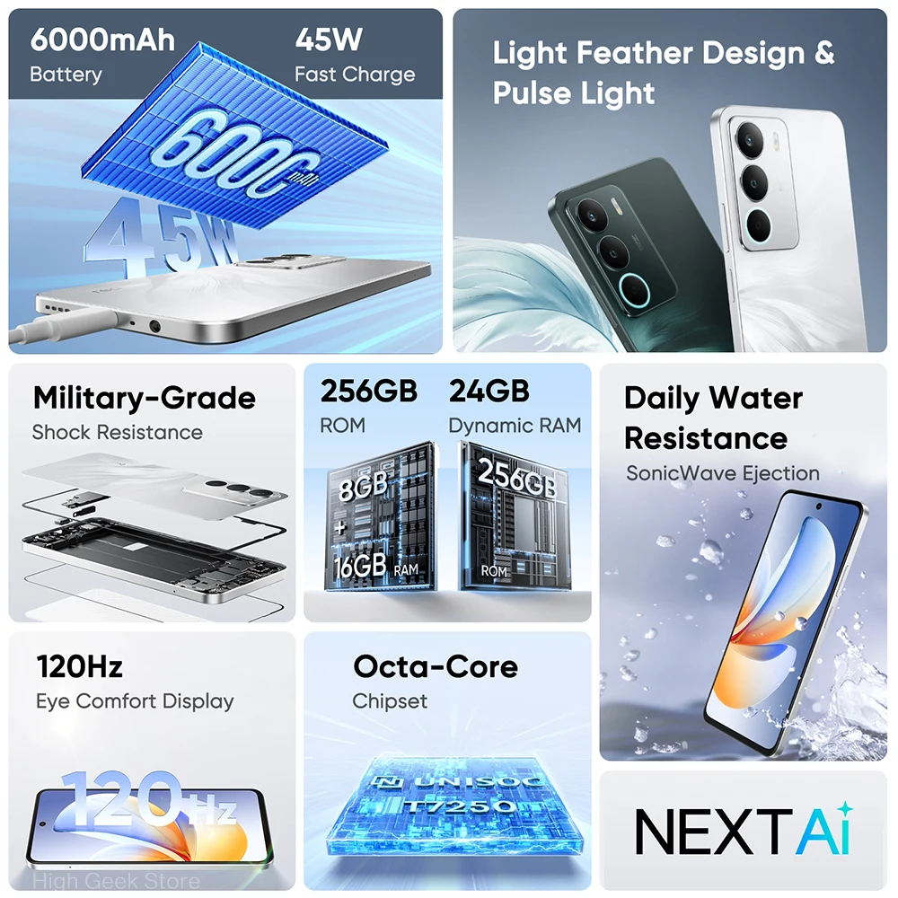 Versión global del smartphone realme C71 4G con pantalla Eye Comfort de 6,67 pulgadas y 120 Hz, batería de 6000 mAh, cámara AI de 50 MP y chipset Octa-Core. 3