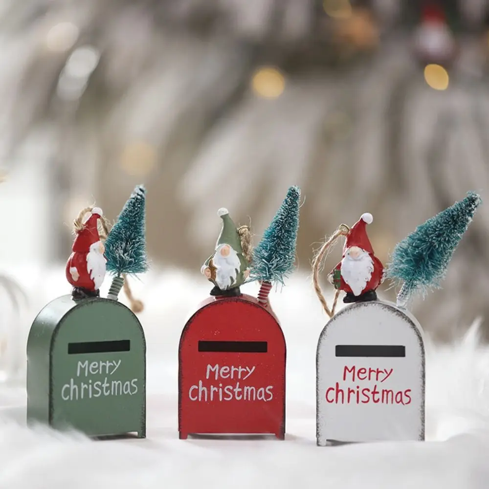 

Creative Retro Santa Claus Mailbox Pendant Iron Resin Christmas Tree Pendant Cartoon Christmas Mailbox Decoration New Year