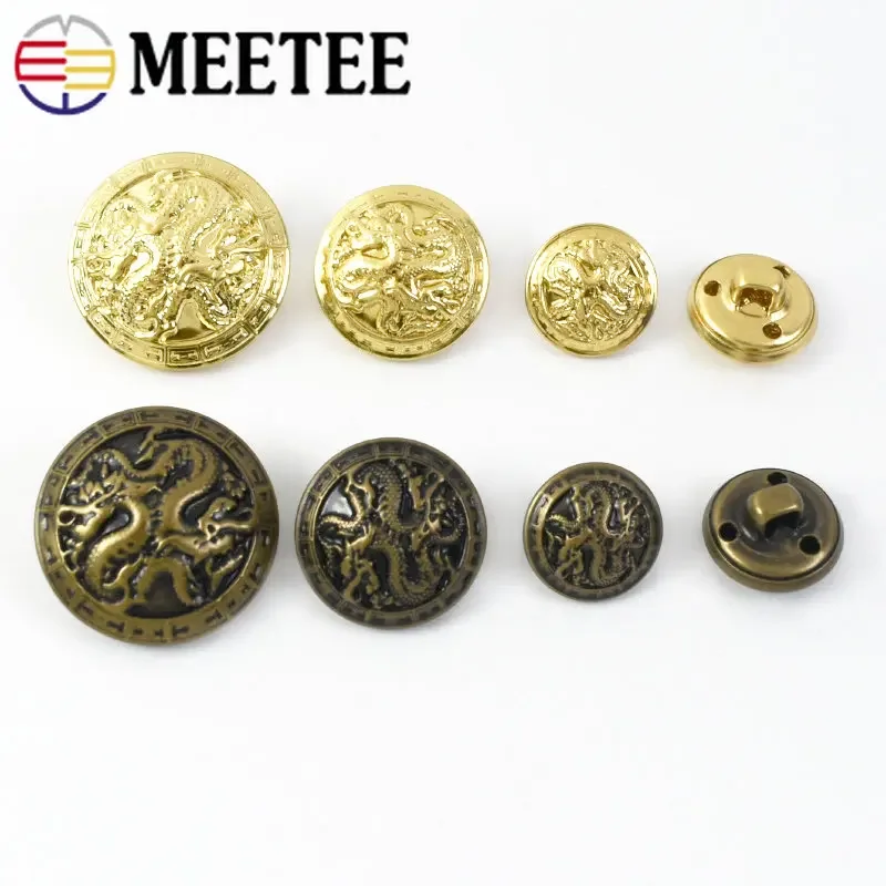20/50 sztuk 15/20/25mm mosiężne guziki w stylu vintage smok ozdobny guzik z trzpieniem do odzieży płaszcz garnitury dżinsy klamra do szycia akcesoria