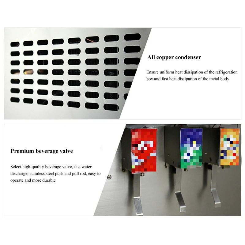 商業コーラディスペンサーソーダファウンテンマシン 3 フレーバーコークミックスマシンコールドドリンクショップ炭酸飲料カップスプリッター