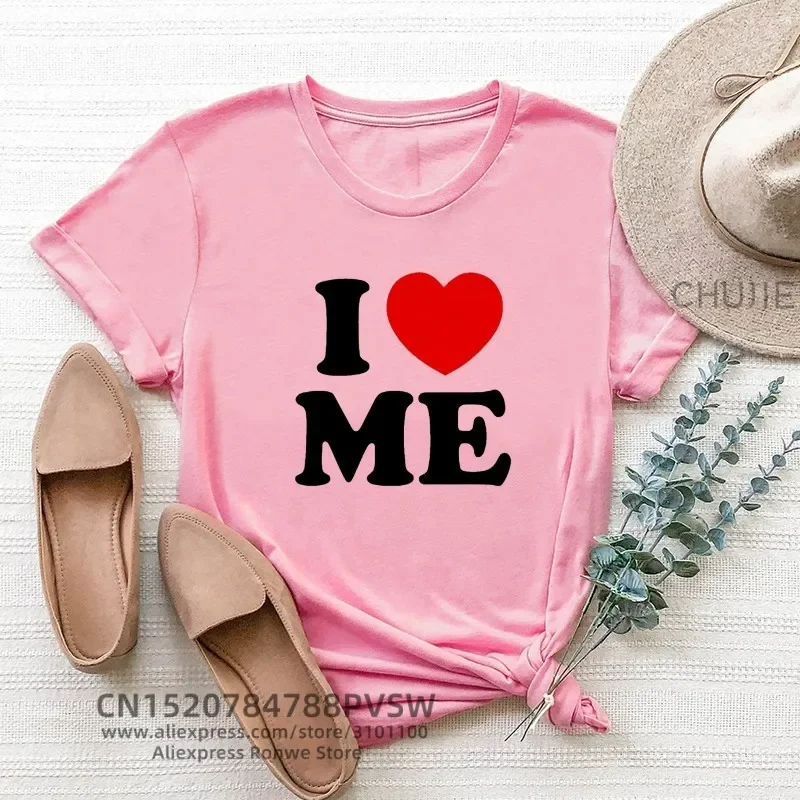 Women Fashion T-shirt Girl 2000s Vintage Fashion Tee Tops Clothing I Love Me Graphic 2000s korean